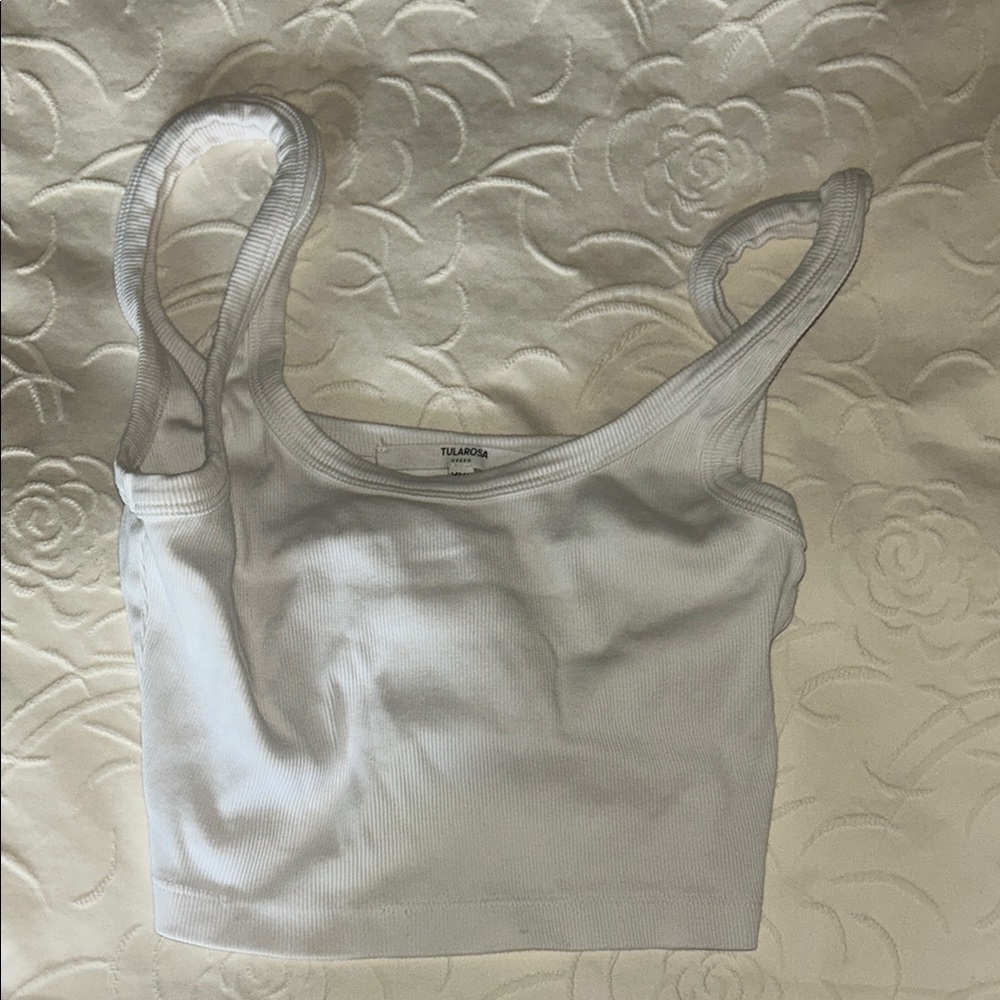 Tularosa White Ribbed Tank Top